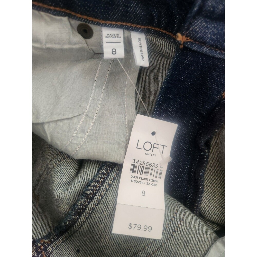 LOFT Boyfriend Jeans Women Size 8 Size 10 Dark Wash Denim Relaxed Straight - Picture 8 of 8